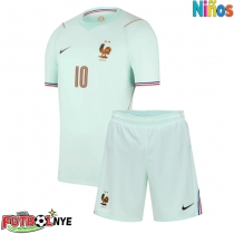 Camiseta Francia Kylian Mbappe #10 Visitante Equipación para niños Mundial 2026 manga corta (+ pantalones cortos)